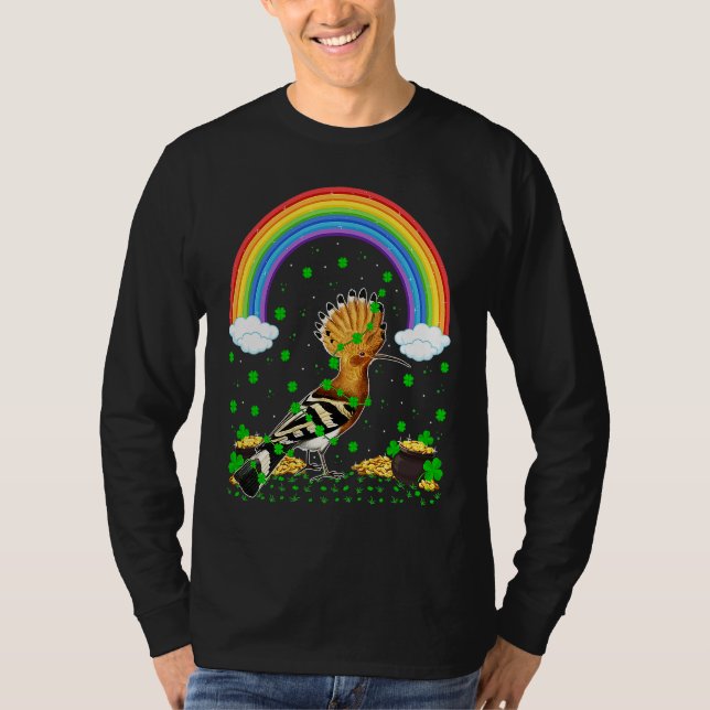 Rainbow Irish Shamrock Hoopoe Bird St Patrick's Da T-Shirt (Vorderseite)