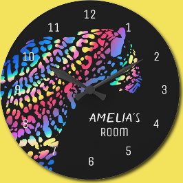 Rainbow Jaguar Personalisiert Clock Große Wanduhr