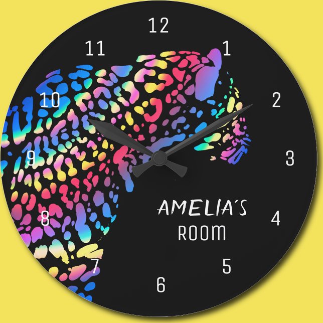 Rainbow Jaguar Personalisiert Clock Große Wanduhr (Von Creator hochgeladen)