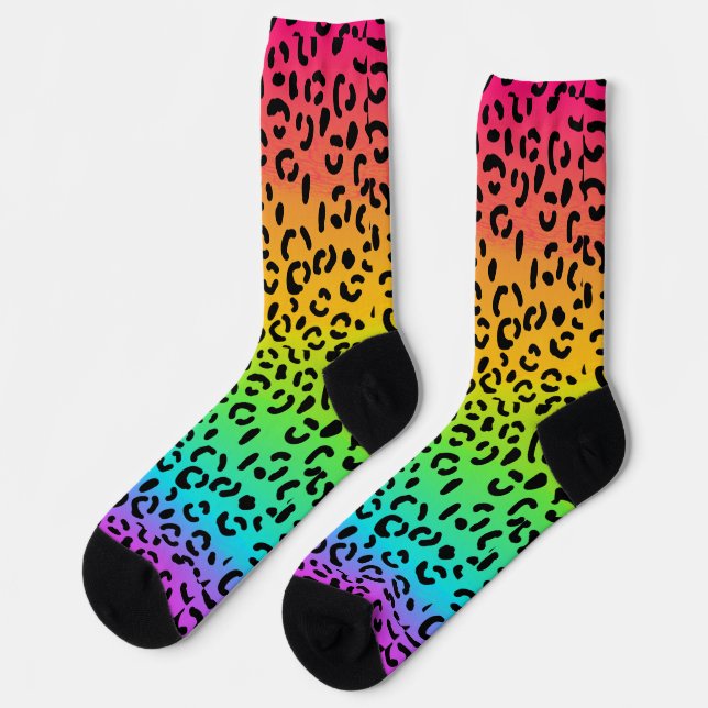 Rainbow Jaguar Spots Animal Print Socken (Linkes Detail)