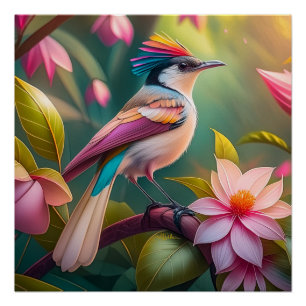 Rainbow-Jay Fantasy Bird Poster