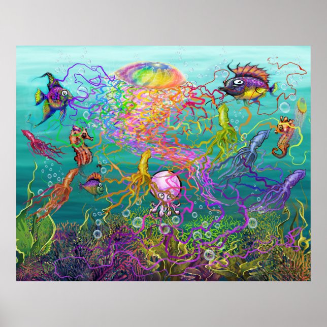 Rainbow Jellyfish Fantasy Poster (Vorne)