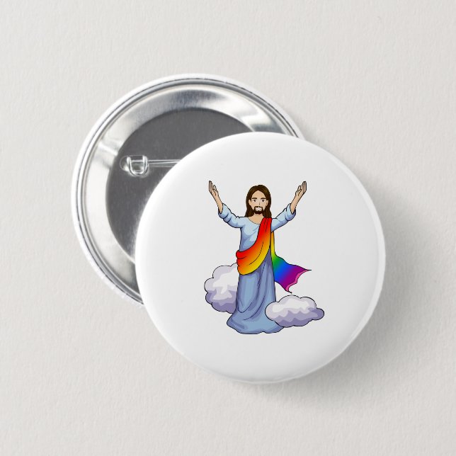 Rainbow Jesus Button (Vorne & Hinten)