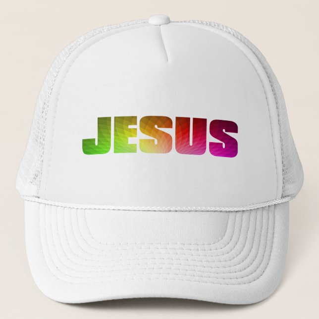 Rainbow Jesus Hat Truckerkappe (Vorderseite)