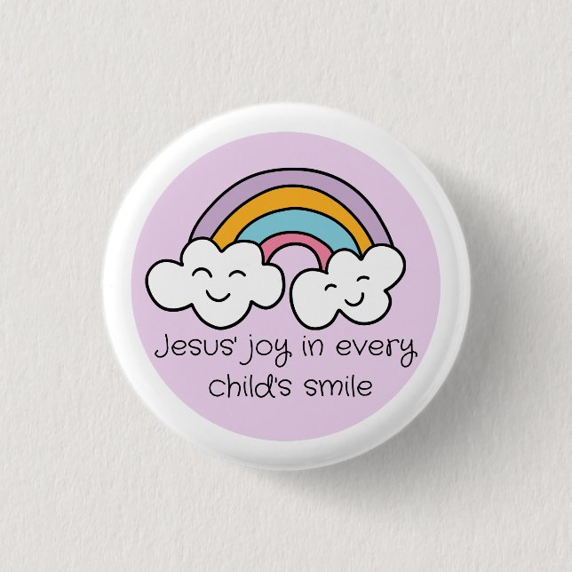 Rainbow Jesu's Joy in Every Child's Lächeln Button (Vorderseite)