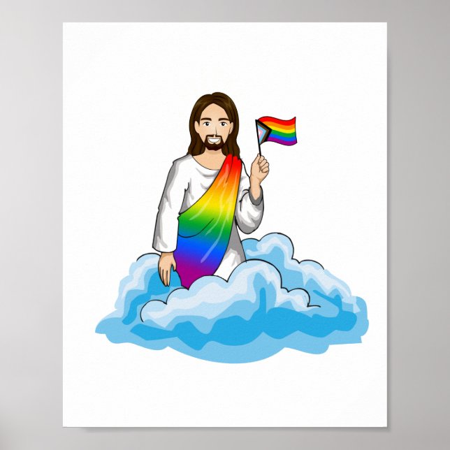 Rainbow Jesus Progress Flag Poster (Vorne)
