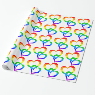 Rainbow Joined Hearts Gift Wrap Geschenkpapier