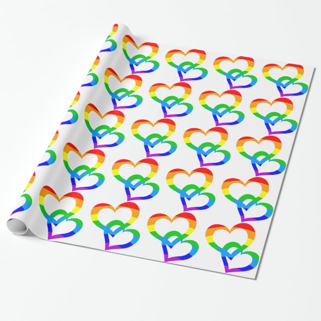 Rainbow Joined Hearts Gift Wrap Geschenkpapier (Ungerollt)