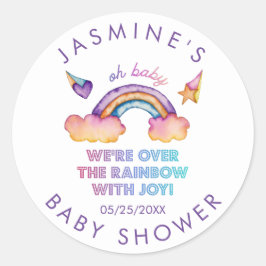 Rainbow Joy Baby Shower Fevor Runder Aufkleber