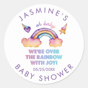 Rainbow Joy Baby Shower Fevor Runder Aufkleber