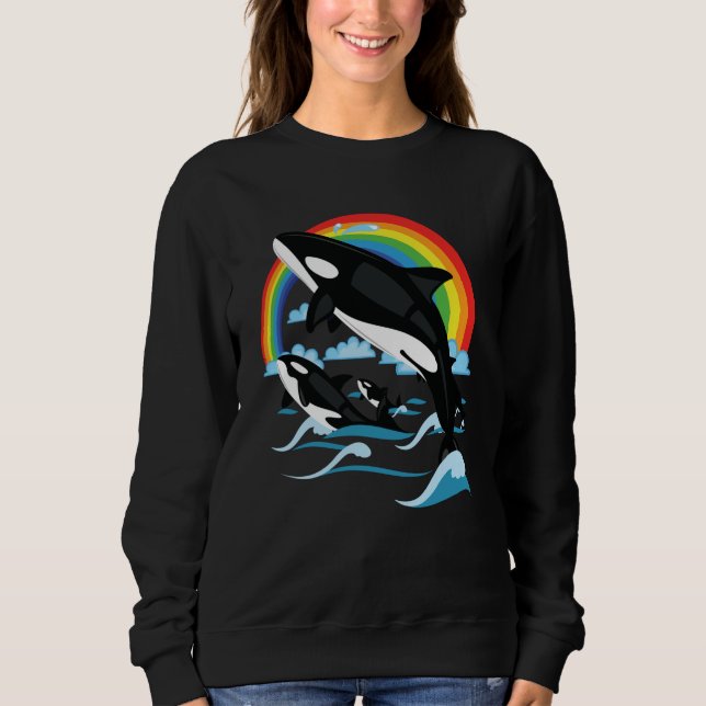 Rainbow & Jumping Orca Killer Wal Sweatshirt (Vorderseite)