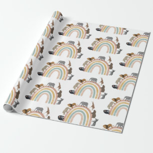 Rainbow-Jungle-Tiermuster in Erdfarben Geschenkpapier