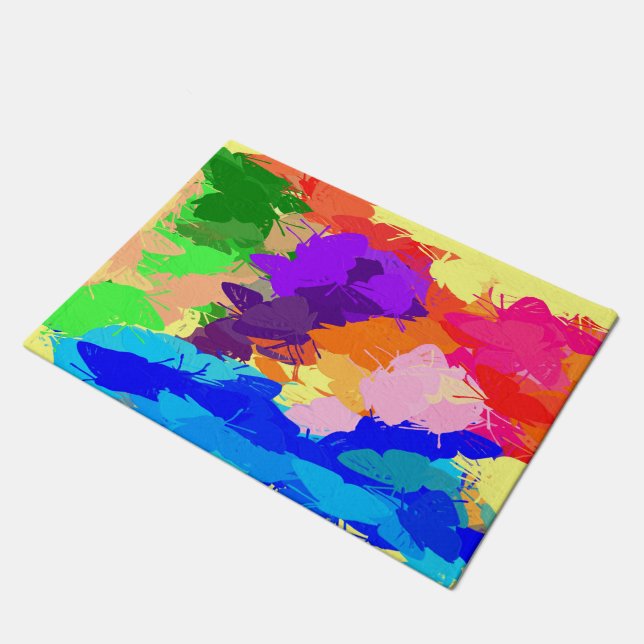 Rainbow Kaleidoscope Butterfliegen Fußmatte (Schrägansicht)