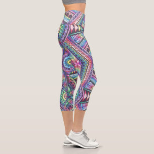 Rainbow Kaleidoscope Mandala Art Abstraktes Muster Capri Leggings