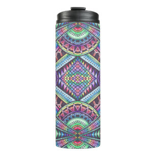Rainbow Kaleidoscope Mandala Art Abstraktes Muster Thermosbecher