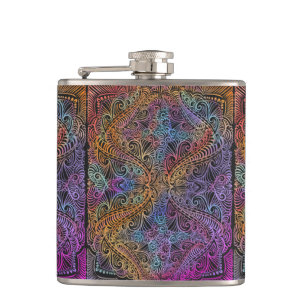 Rainbow Kaleidoscope Mandala Flachmann