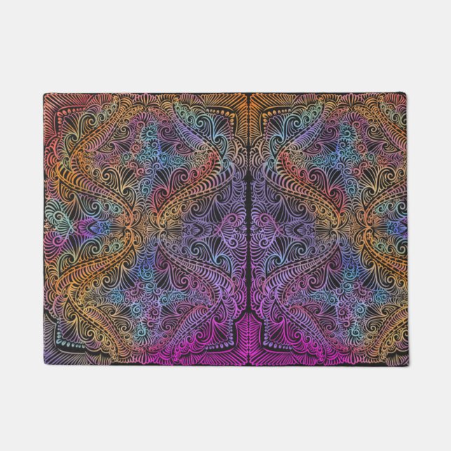 Rainbow Kaleidoscope Mandala Fußmatte (Vorderseite)