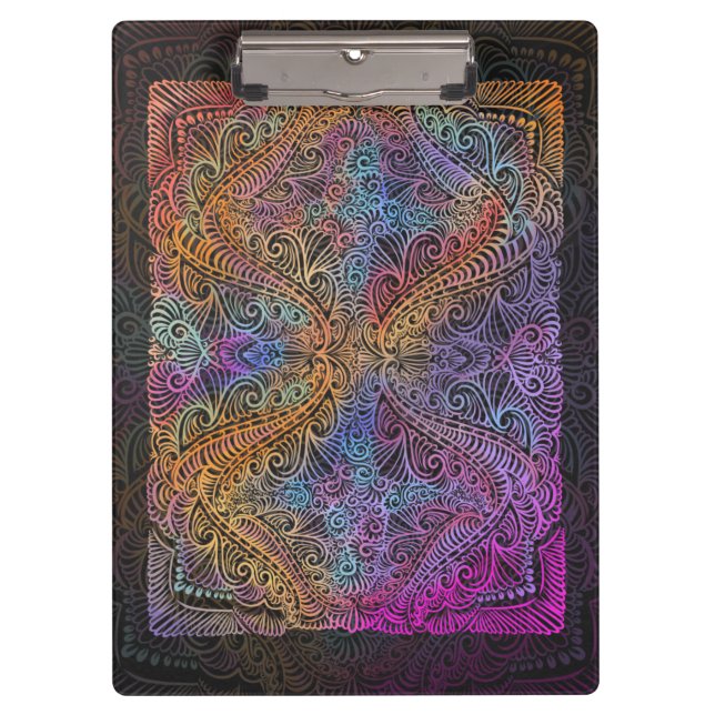 Rainbow Kaleidoscope Mandala Klemmbrett (Vorderseite)
