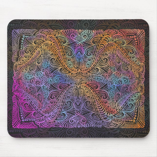 Rainbow Kaleidoscope Mandala Mousepad (Vorne)
