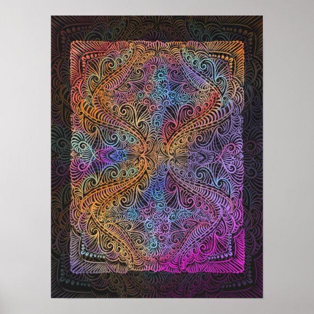 Rainbow Kaleidoscope Mandala Poster (Vorne)