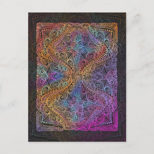 Rainbow Kaleidoscope Mandala Postkarte (Vorderseite)