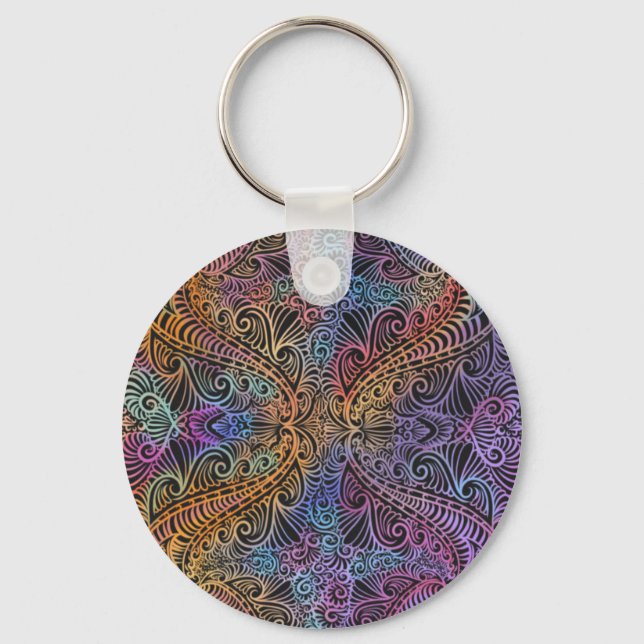 Rainbow Kaleidoscope Mandala Schlüsselanhänger (Vorderseite)
