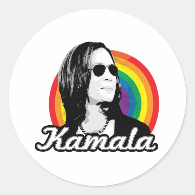 Rainbow Kamala Aviators Runder Aufkleber (Vorderseite)