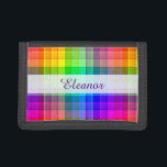 Rainbow Kariert farbig | Name hinzufügen Trifold Geldbörse<br><div class="desc">Dieses karierte Regenbogen-Muster ist hell und farbenfroh,  mit einem leichten Textureffekt. Es ist ein lebendiges,  lebhaftes,  kariertes Muster,  das als Hintergrund für Ihren Namen oder anderen kurzen Text hübsch aussieht.</div>
