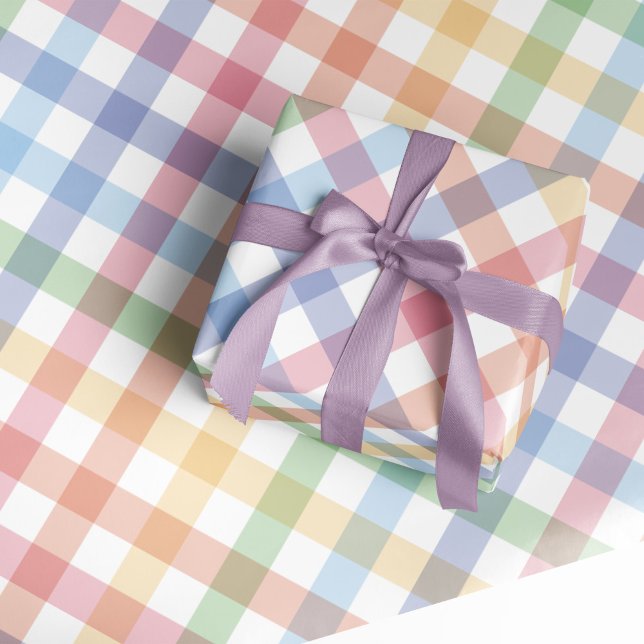 Rainbow kariert Gingham niedliche, farbige Pastell Geschenkpapier (Von Creator hochgeladen)