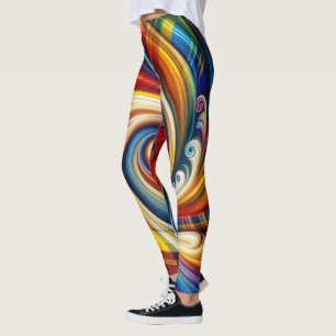 Rainbow Kariert Modernes Abstraktes Swirren Leggings