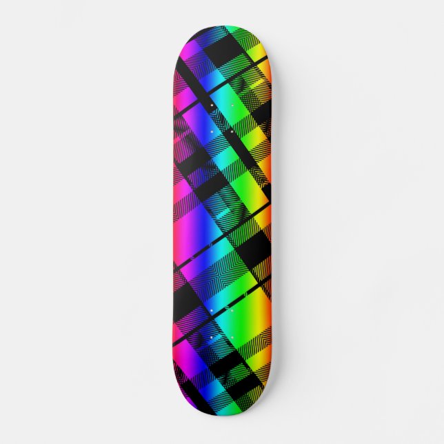 Rainbow Kariert Skateboard Deck (Vorderseite)