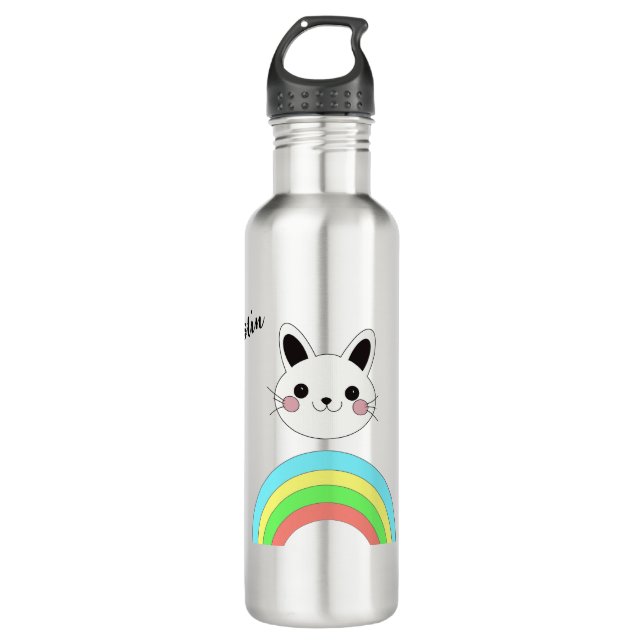 Rainbow-Katze Edelstahlflasche (Vorderseite)
