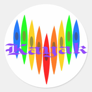 Rainbow Kayak Herz Runder Aufkleber