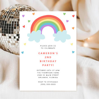 Rainbow Kids Birthday Invitation Einladung