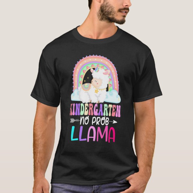 Rainbow Kindergarten No Prob Llama 100th Day of Sc T-Shirt (Vorderseite)