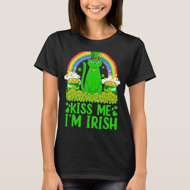 Rainbow Kiss Me I'm Irish Siamese Cat St Patrick' T-Shirt (Vorderseite)