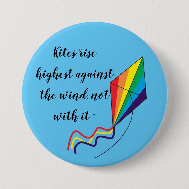 Rainbow Kite am höchsten gegen den Wind Button (Vorderseite)
