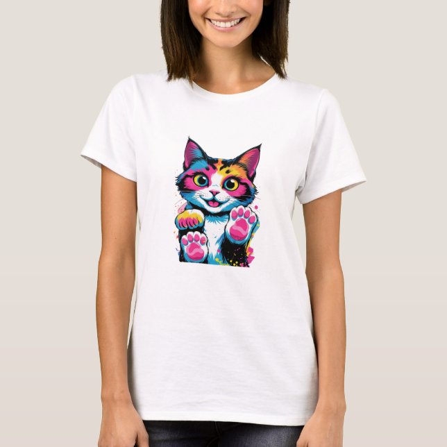 Rainbow Kitten Coquette Png Design, farbenfrohe Ka T-Shirt (Vorderseite)