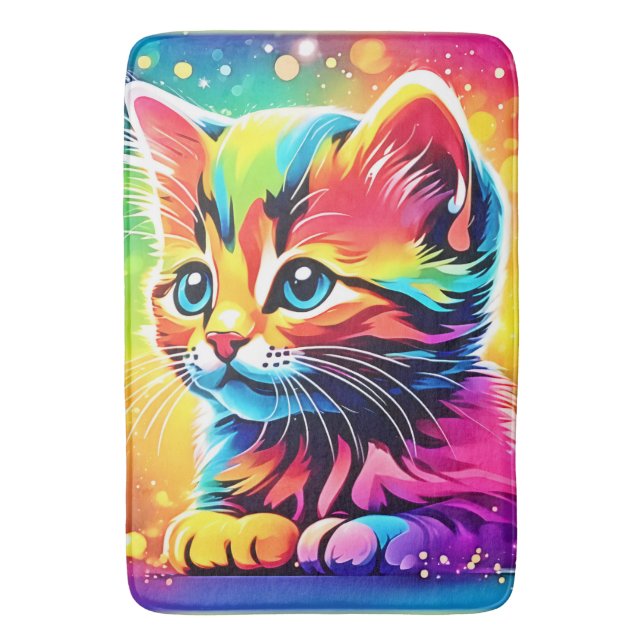 Rainbow Kitten Dream Badematte (Vorderseite Vertikal)