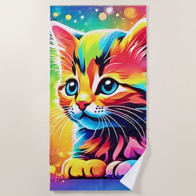 Rainbow Kitten Dream Strandtuch (Vorderseite)