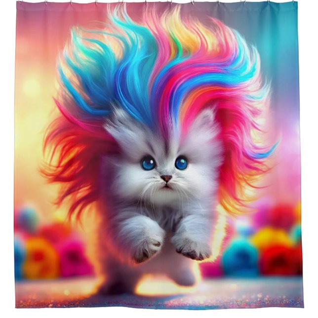Rainbow Kitten Duschvorhang (Vorderseite)