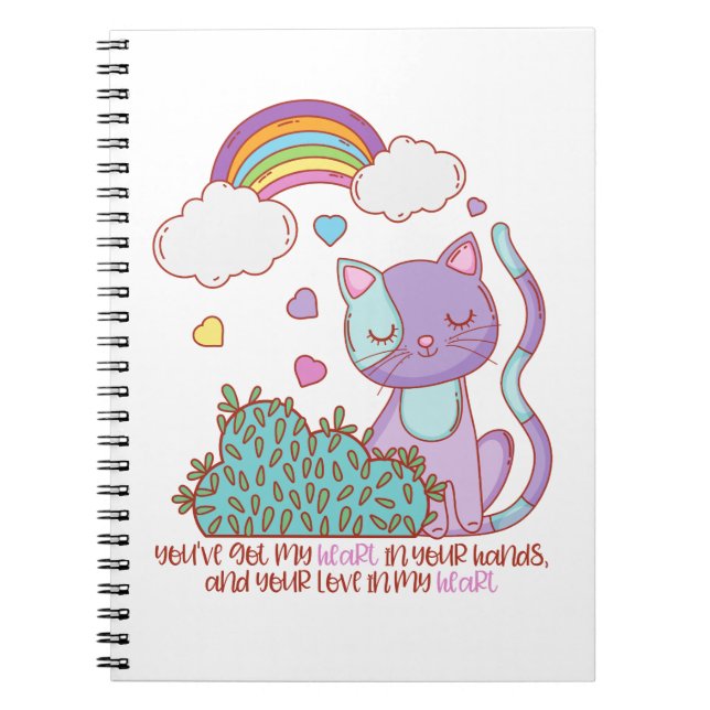 Rainbow Kitten Notizbuch + Zitat Notizblock (Vorderseite)