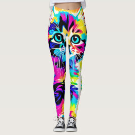 Rainbow Kitten Portrait Leggings