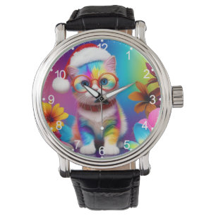 Rainbow Kitten Santa Claus-57357 Armbanduhr