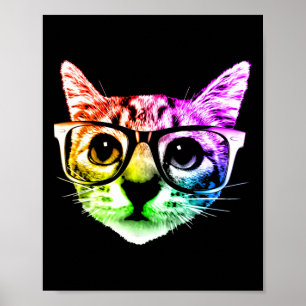Rainbow Kitty Cat mit Gläsern Poster