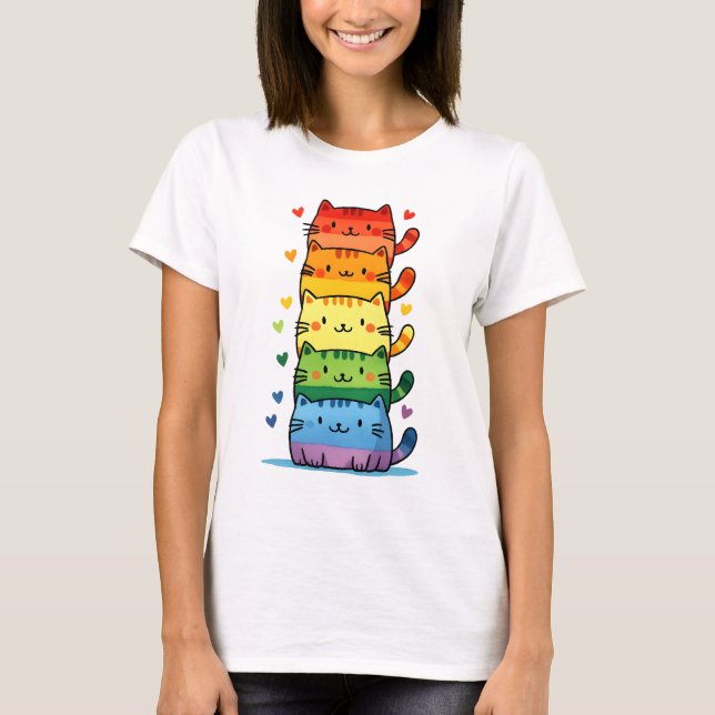 Rainbow Kitty Cat Pride T-Shirt (Vorderseite)