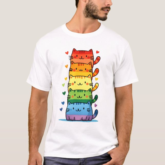 Rainbow Kitty Cat Pride T-Shirt (Vorderseite)
