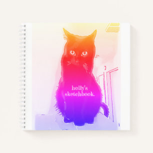 Rainbow Kitty - individualisierbare Spiralskizze Notizbuch