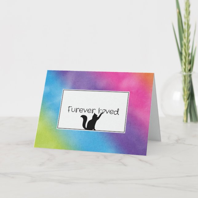 Rainbow Kitty Pet Loss Beileid Karte (Vorderseite)