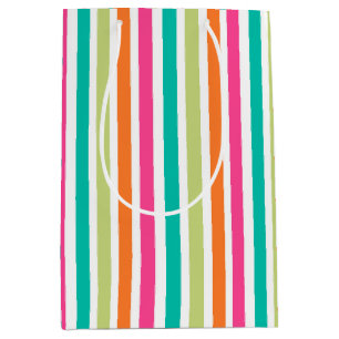 Rainbow kleine vertikale Streifen bunt Retro Mittlere Geschenktüte